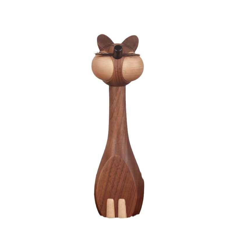 Nordic Black Walnut Cat & Mouse Figurines