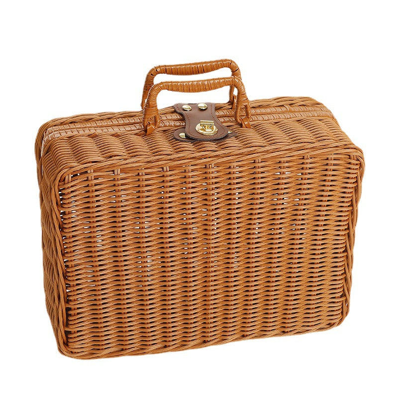 Vintage Handwoven Rattan Storage Case