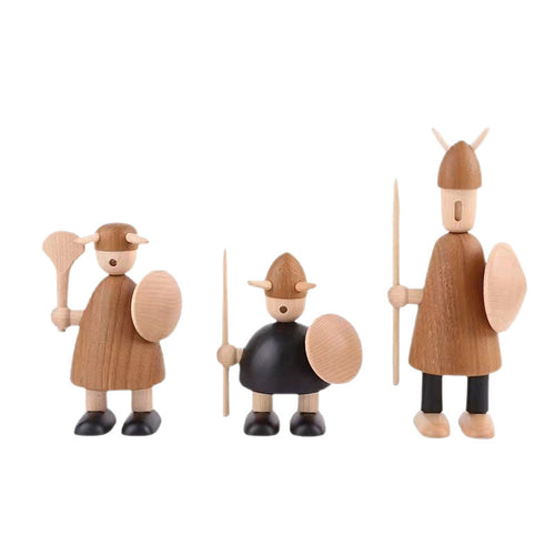 Nordic Handcrafted Wooden Viking Figurine