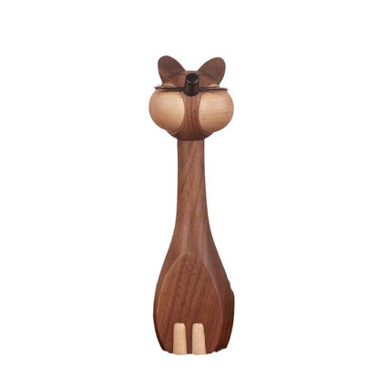 Nordic Black Walnut Cat & Mouse Figurines