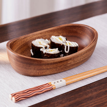 Handcrafted Natural Wood Boat-Shaped Serving Bowl