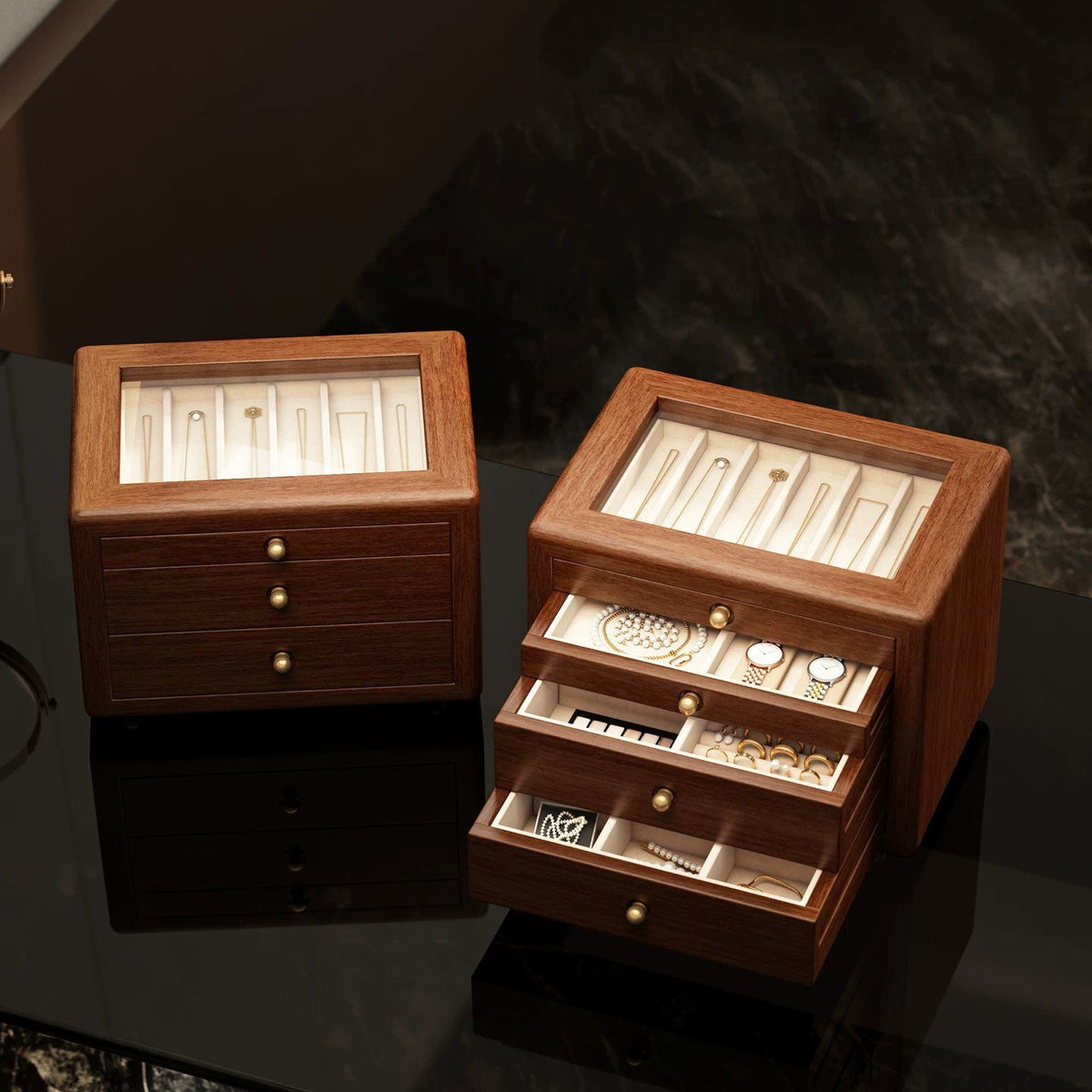 Vintage Three-Tier Wooden Jewelry Organizer