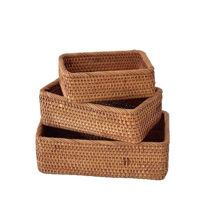 Handwoven Natural Rattan Storage Basket