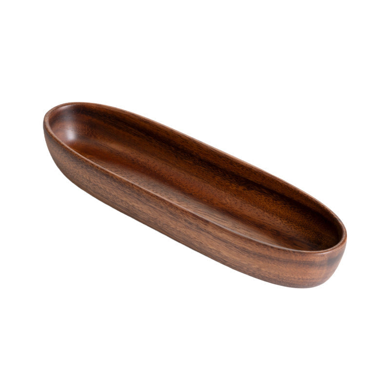 Handcrafted Natural Wood Boat-Shaped Serving Bowl