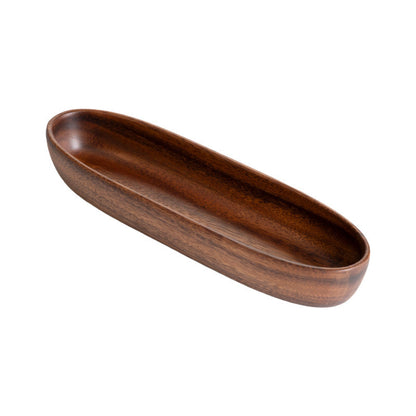 Handcrafted Natural Wood Boat-Shaped Serving Bowl